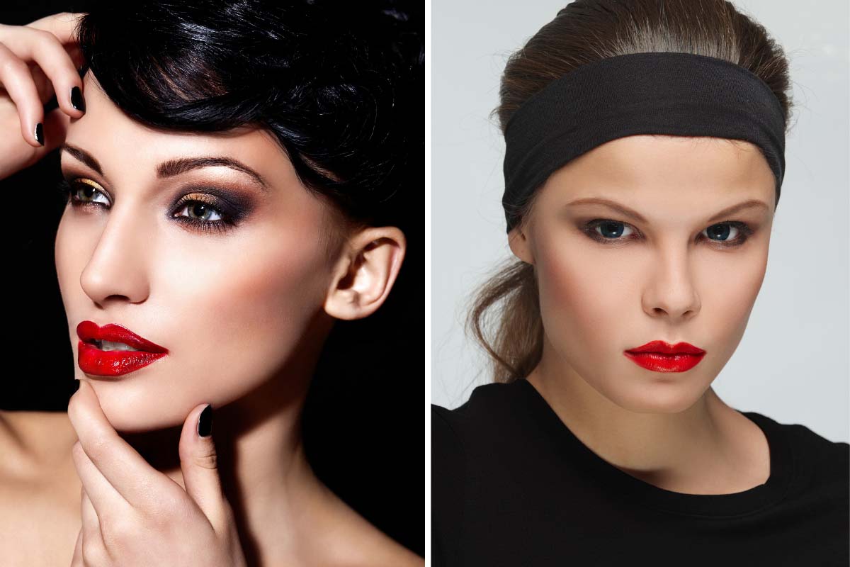 thin eyerows red lips